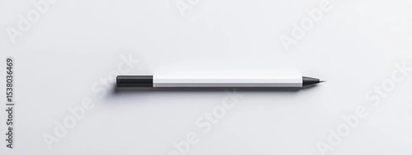 Fototapeta Modern Black and White Pen Mockup on White Background for Branding and Stationery Design