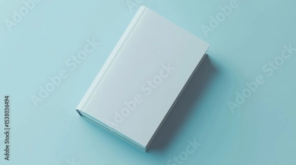 Fototapeta Blank White Book Mockup on Light Blue Background Perfect for Book Cover Design and Publishing
