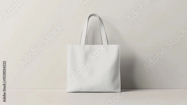 Fototapeta Blank White Tote Bag Mockup Reusable Shopping Bag Studio Photography Eco Friendly Product