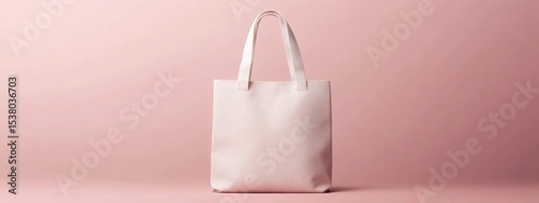 Fototapeta Elegant Pink Tote Bag Mockup Minimalist Studio Shot Blank Canvas for Branding Fashion Accessory