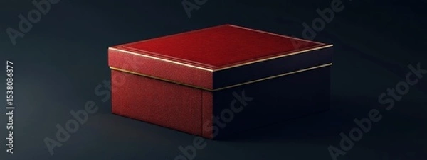 Fototapeta Elegant Red and Black Gift Box with Gold Accents Square Package Mockup Luxury Presentation
