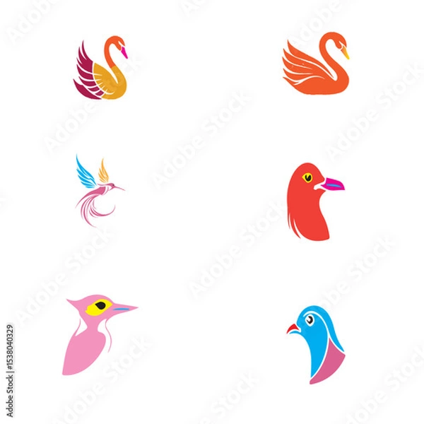 Fototapeta Colorful Birds vector set 