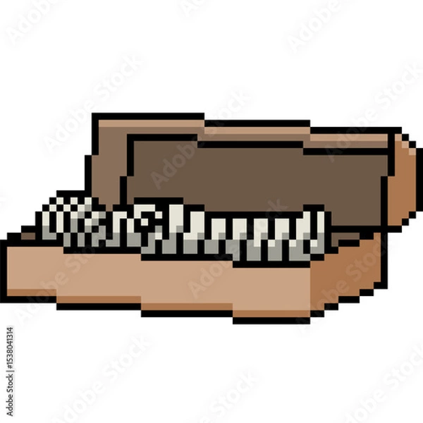 Fototapeta pixel art of mummy corpse coffin open
