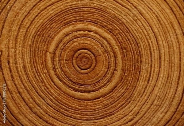 Fototapeta Wooden rings from a Tree Trunk: Up close macro shot of tree rings, revealing the rich texture and intricate patterns of the tree's life story. Ai generated image