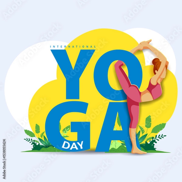 Obraz people doing asana and meditation practice for International Yoga Day on 21st June