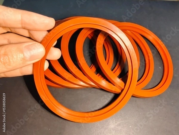 Fototapeta Gasket ring made of silicone material, used as a spare part to fill joints with no gap or leak. The rubber gasket is soft and flexible, making it possible to use when splicing various parts