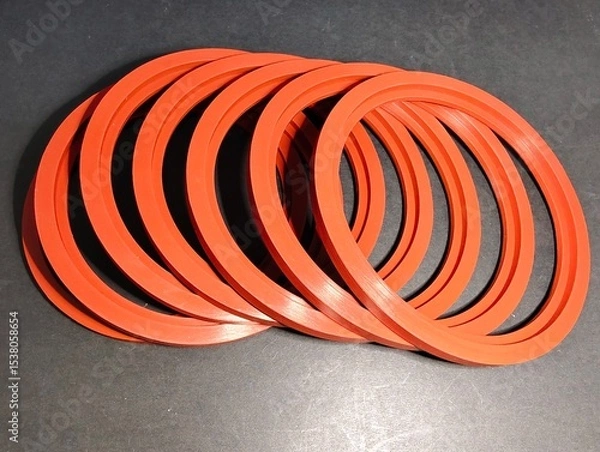 Fototapeta Gasket ring made of silicone material, used as a spare part to fill joints with no gap or leak. The rubber gasket is soft and flexible, making it possible to use when splicing various parts