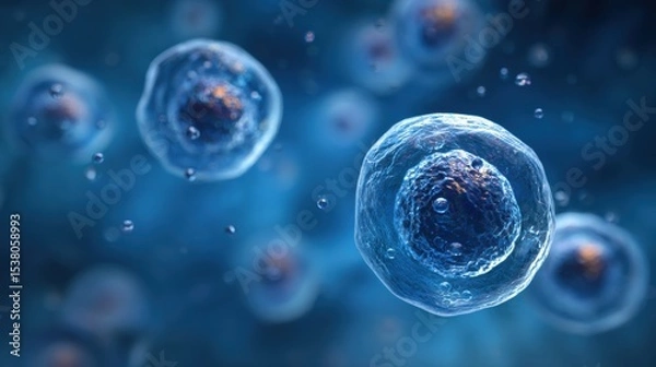 Fototapeta Microscopic View of Cells with Detailed Nuclear Structures