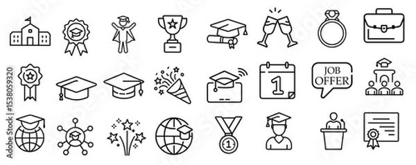 Fototapeta set graduation outline icon