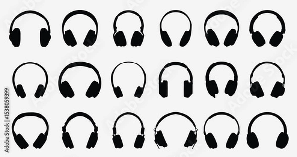 Obraz set headphone silhouette