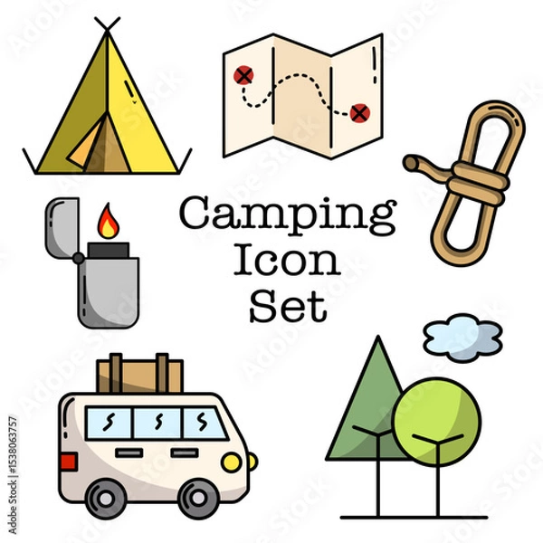 Fototapeta camping icon set
