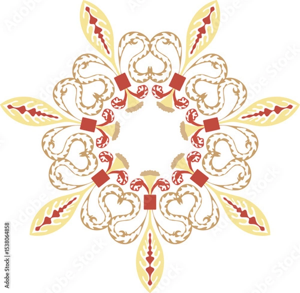 Obraz Vector pattern for printing on clothes, for stickers in the form of a circle of openwork elements in the ancient Byzantine style.