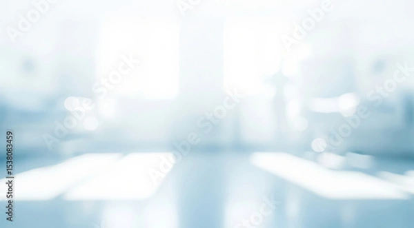 Fototapeta Abstract blurred background with light blue and white tones suggesting a clean space.