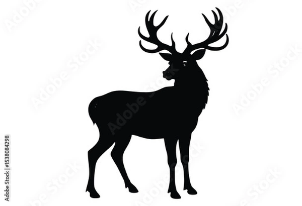 Fototapeta Silhouette of Monarch of the Glen Icon Vector Flat Style Deer Head Design Wildlife