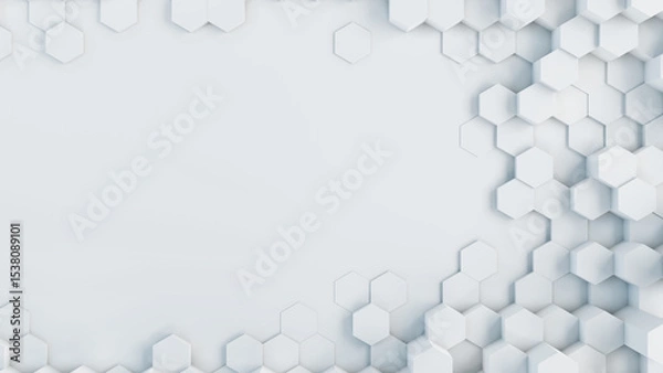 Obraz Hexagonal technology abstract background. White futuristic hexagon honeycomb texture. 3d illustration