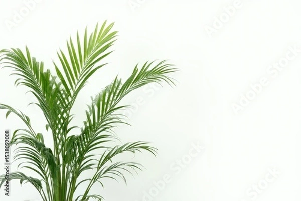 Obraz green palm leaves (Livistona Rotundifolia palm tree) set  isolated