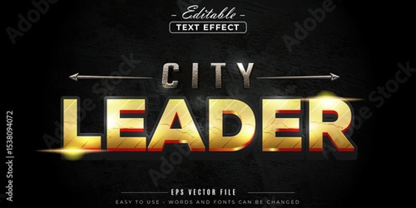 Fototapeta City leader text style, editable text effects.