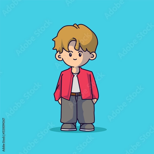Fototapeta Cute boyband chibi characters with some fashionable clothes