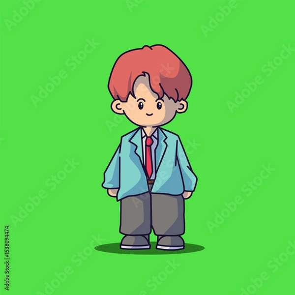 Fototapeta Cute boyband chibi characters with some fashionable clothes