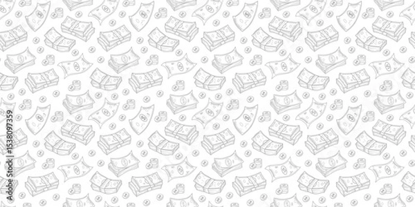 Obraz US dollar pattern background. Seamless pattern of the symbols of dollar currency background. Dollar sign pattern background. Dollar Doodle seamless pattern background. 