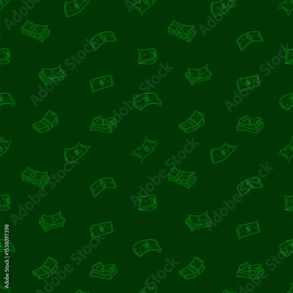 Obraz US dollar pattern background. Seamless pattern of the symbols of dollar currency background. Dollar sign pattern background. Dollar Doodle seamless pattern background. 
