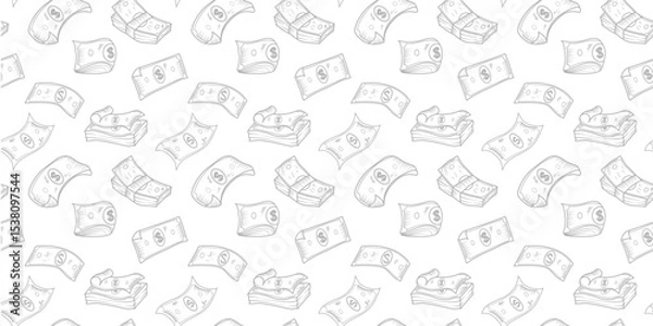 Obraz US dollar pattern background. Seamless pattern of the symbols of dollar currency background. Dollar sign pattern background. Dollar Doodle seamless pattern background. 