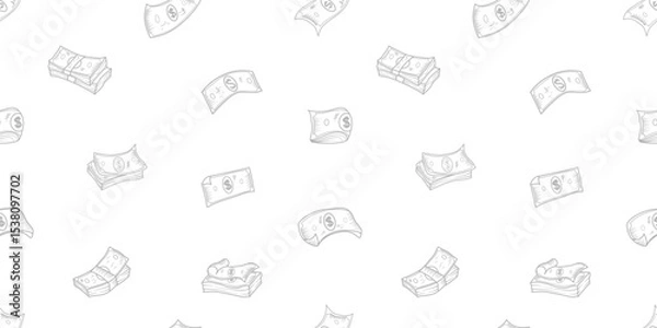 Fototapeta US dollar pattern background. Seamless pattern of the symbols of dollar currency background. Dollar sign pattern background. Dollar Doodle seamless pattern background. 