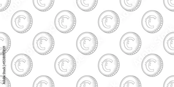 Obraz euro Doodle seamless pattern background. euro pattern background. Seamless pattern of the symbols of euro urrency background.