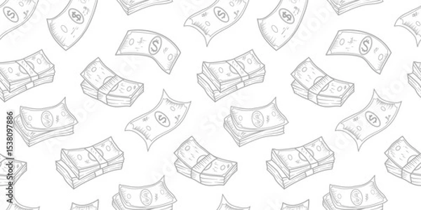 Obraz US dollar pattern background. Seamless pattern of the symbols of dollar currency background. Dollar sign pattern background. Dollar Doodle seamless pattern background. 