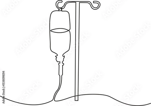 Obraz One continuous line drawing of infusion bag . Single line of iv bag vector illustration, Editable Stroke