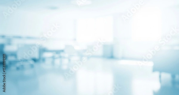 Obraz Blurred interior view of a bright hospital room with furniture and equipment.