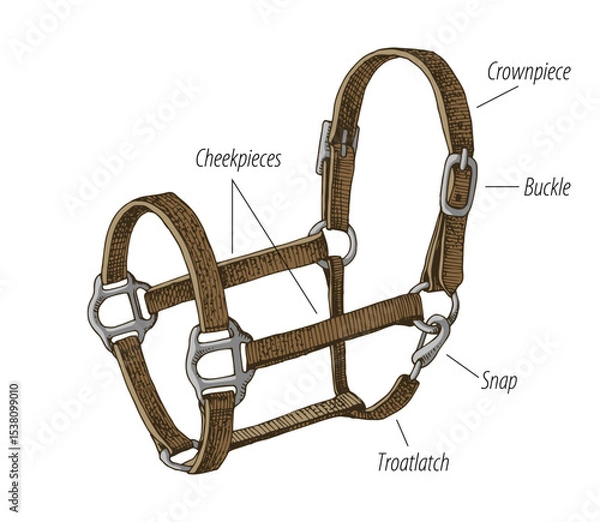 Fototapeta Horse saddle parts scheme vector