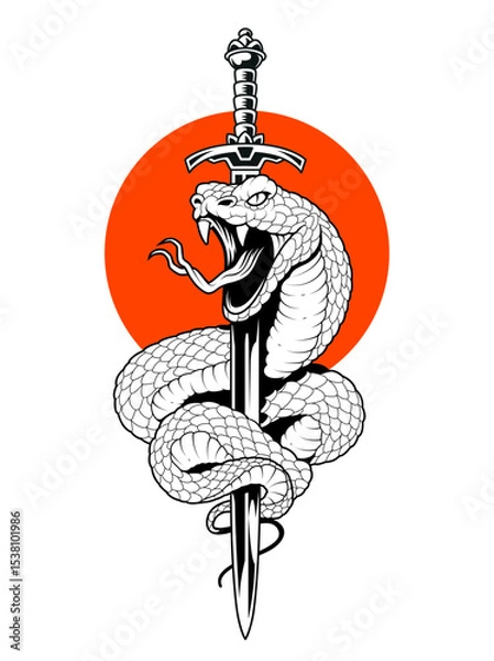 Obraz Snake Wrapped Around Sword Vector Art