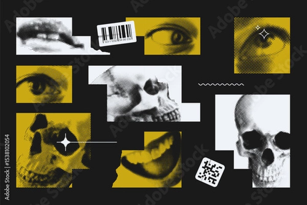 Obraz Halftone Brutalist Design Elements Set