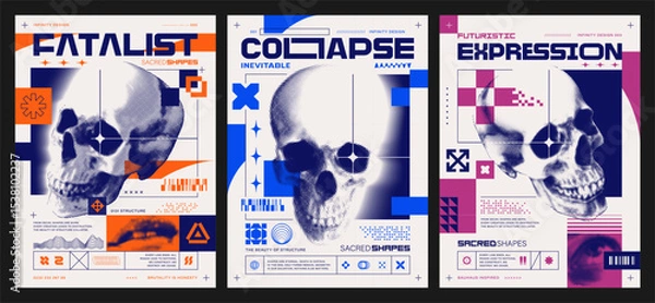 Obraz Three Brutalist Poster Design Templates