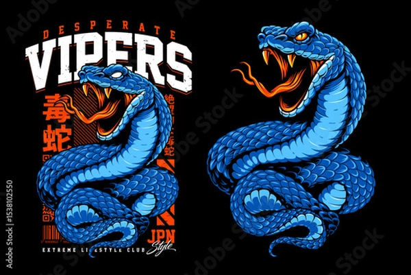 Obraz Vector T Shirt Design With Snake Mascot
