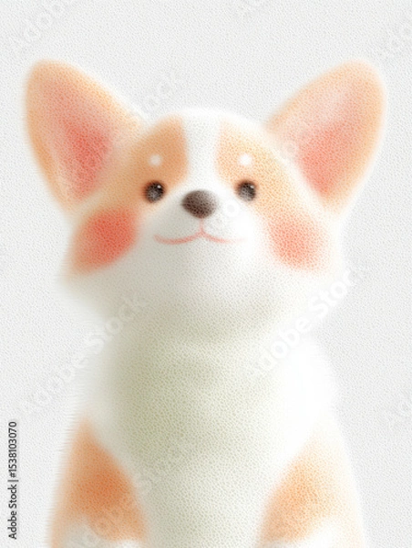 Fototapeta Adorable Corgi Puppy Character Illustration with Soft Texture and Happy Expression