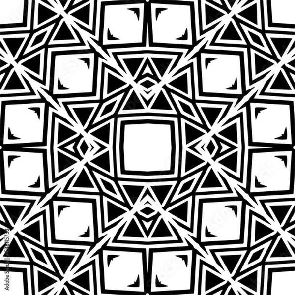 Obraz Vector monochrome seamless pattern. Abstract texture for fabric print, card, table cloth, furniture, banner, cover, invitation, decoration, wrapping.seamless repeating pattern.Black and white color.