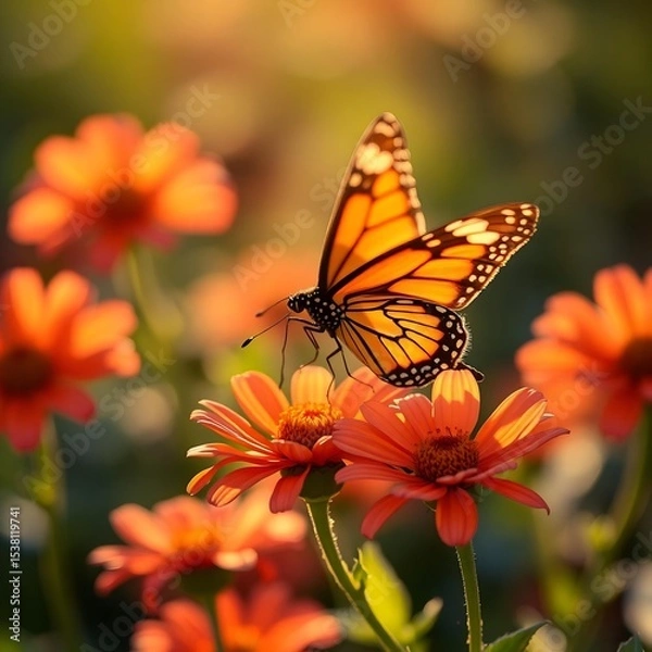 Obraz butterfly flits from flower to flower, embracing the warmth of the sun.