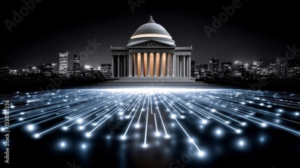 Obraz Digital Government Memorial Modern Governance Technology Digital Transformation of Public Administration Data Security. Enhancing public sector efficacy via innovative technology
