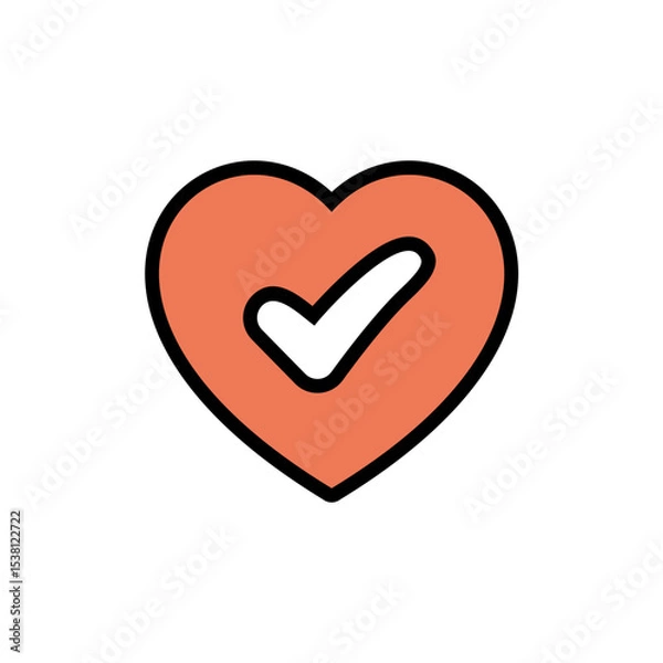 Fototapeta Affirmative Check Mark within a Red Heart Shape