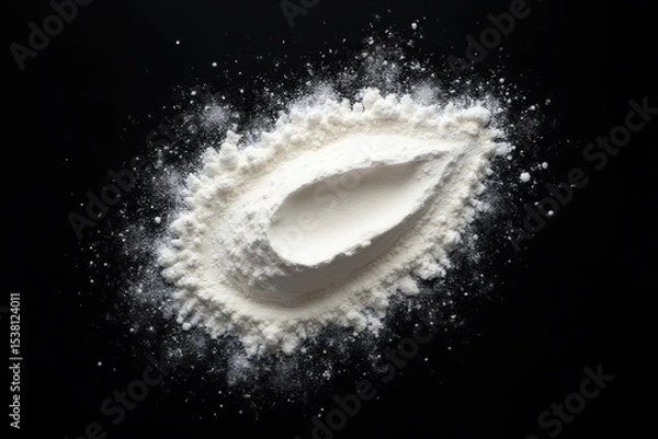 Obraz  White powder isolated on black background, top view with clipping path