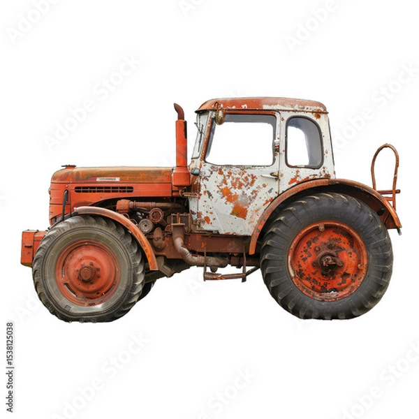 Fototapeta Red tractor isolated on transparent background