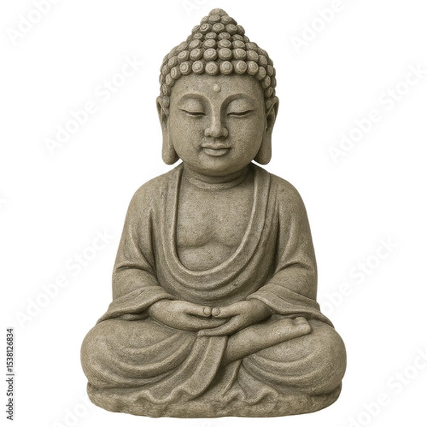 Obraz Serene Stone Buddha Statue Meditation Pose Peaceful Expression Spiritual Decor