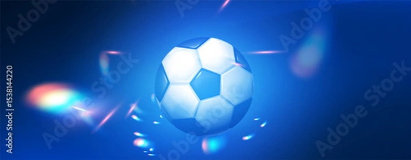 Fototapeta Soccer ball with speed and power light effect. Sports background. Match design.
