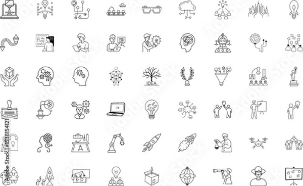Fototapeta Innovation and Technology Icons Set Showcasing Futuristic Concepts and Creative Ideas for Business Development with a Focus on Modern Technological Advancements