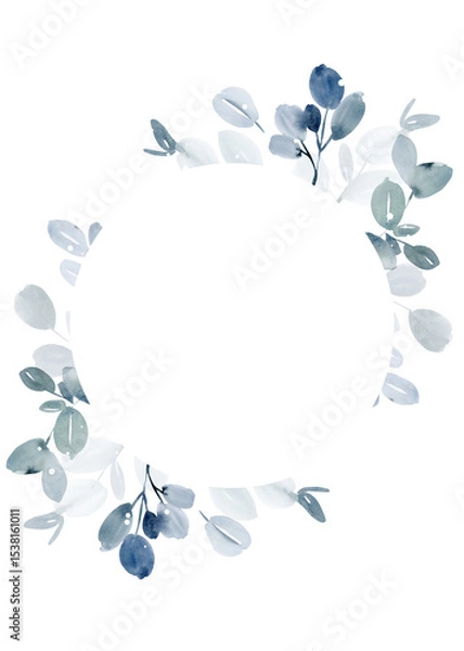Fototapeta Watercolor Botanical Frame with Eucalyptus Leaves