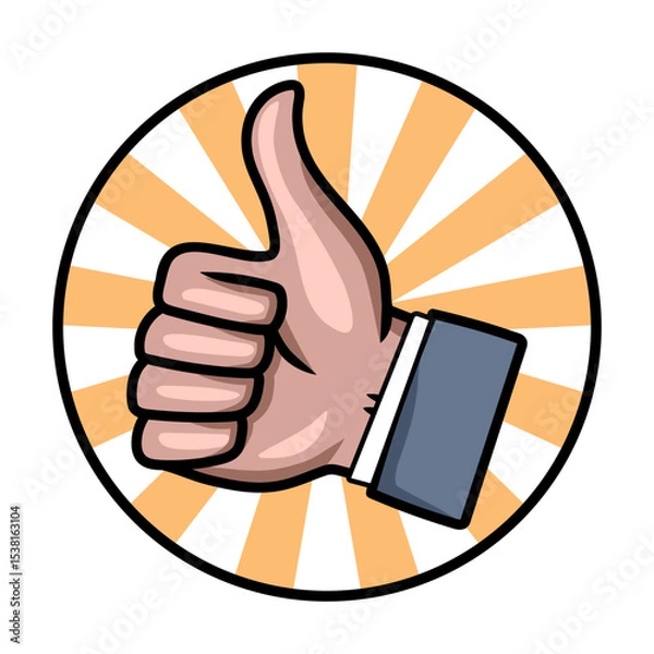 Fototapeta A vector illustration of a thumbs-up gesture in a clean, modern clip art style