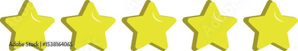 Obraz Five Star Rating Icon. 3d Style.