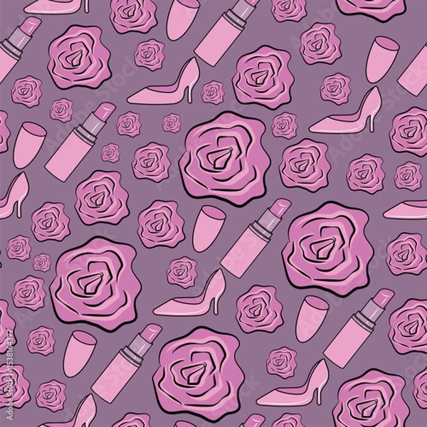 Obraz Trendy Pink Pattern. Girly Stuff. Rose Print.